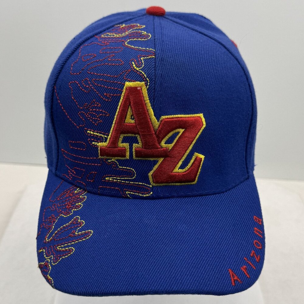Arizona Themed Blue Hat Red Embroidered Adjustable Strap Baseball Cap NEW